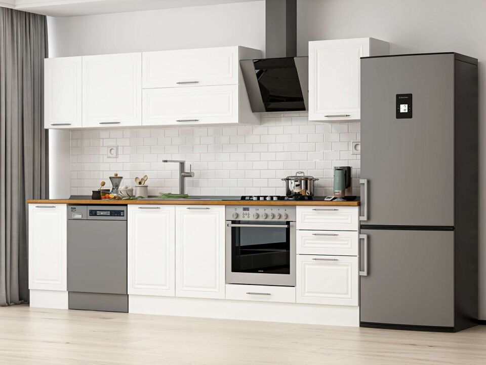 Alvinka 300X210 Cm Klasik Mebran Mutfak Dolabı Beyaz Beyaz M-E90S40S50-2