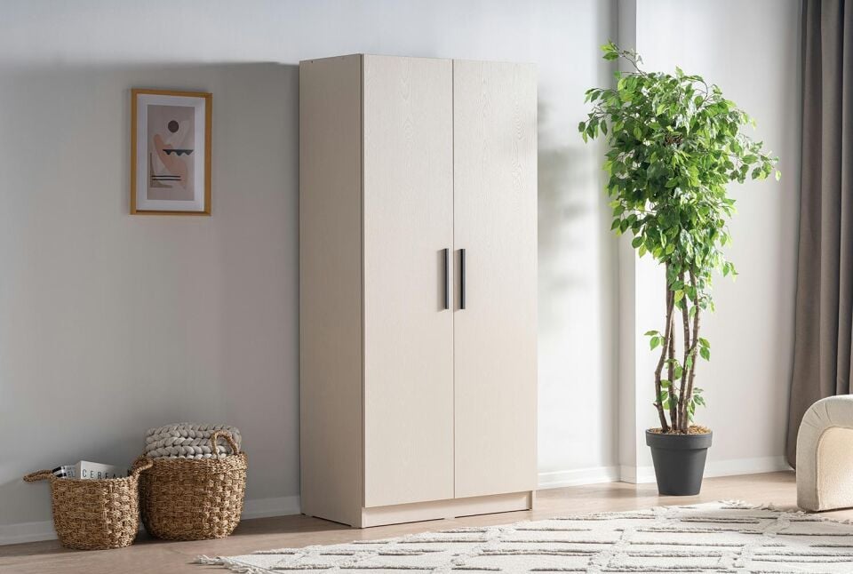 Ceramical GRE2 2 Kapaklı Dolap Gardrop - Vizon Bej