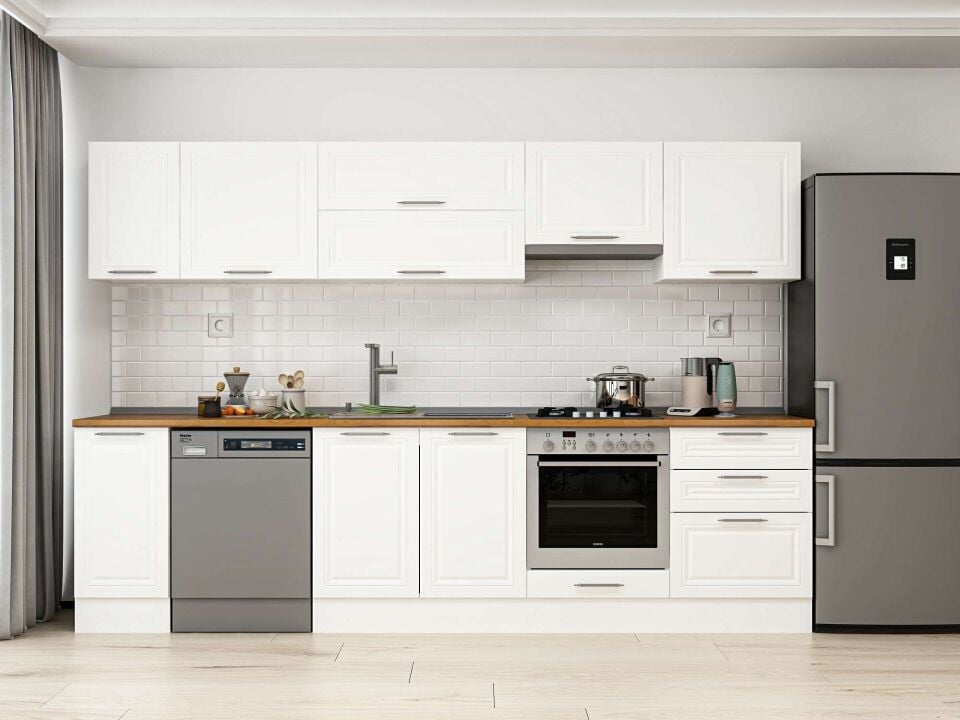 Alvinka 310X210 Cm Klasik Mebran Mutfak Dolabı Beyaz Beyaz M-E90S40S60-1