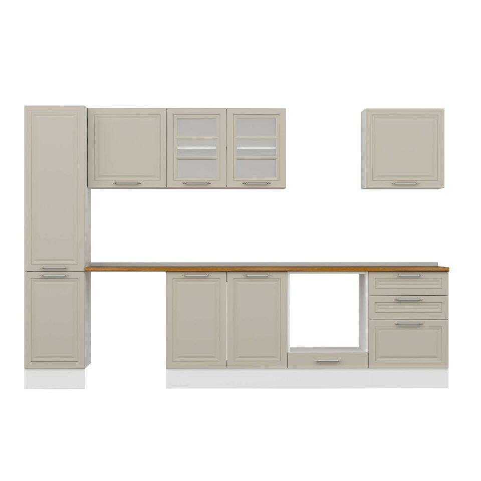 Alvinka 315X210 Cm Klasik Mebran Mutfak Dolabı Mb-E90B45S60-3 Mebran | Kumtaşı - Suntalam