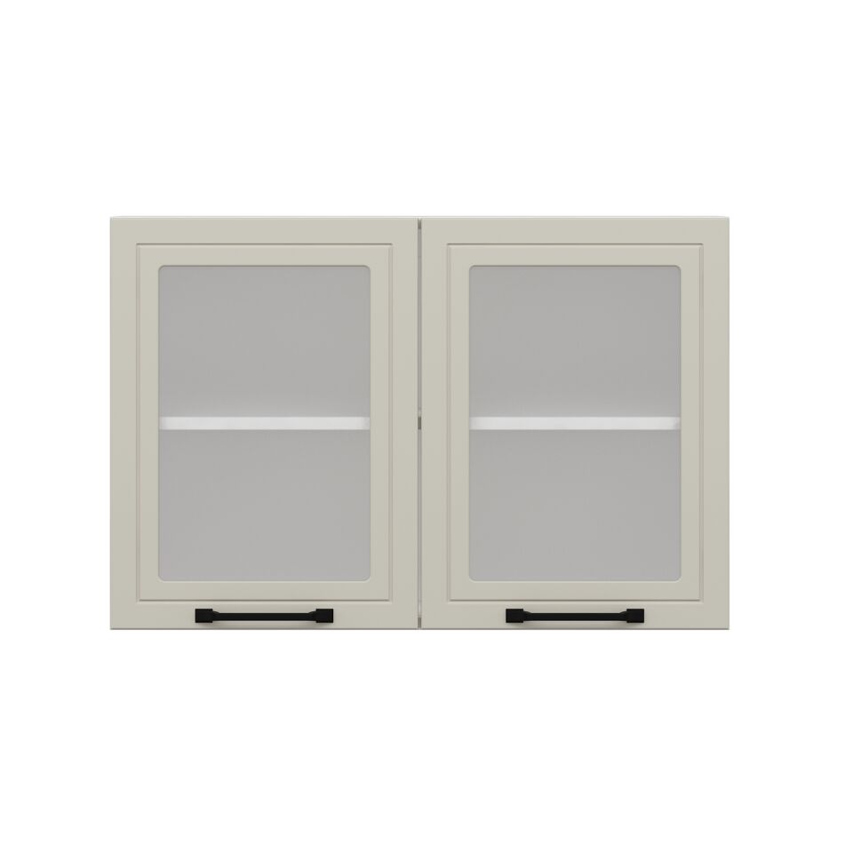 Alvinka Mutfak Modül Mbr_A Üst 2Dk1R 90-H60Cm Dolap Cam Beyaz Kumtaşı Mdf