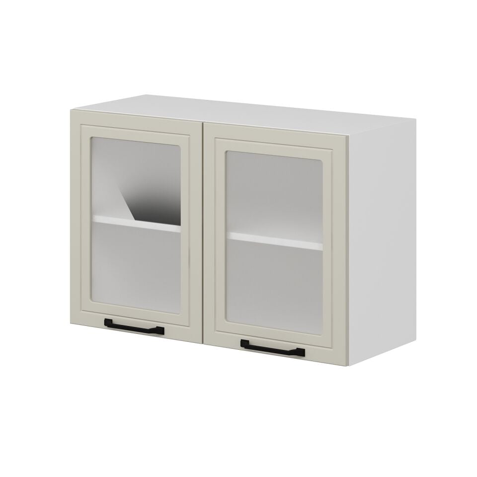 Alvinka Mutfak Modül Mbr_A Üst 2Dk1R 90-H60Cm Dolap Cam Beyaz Kumtaşı Mdf
