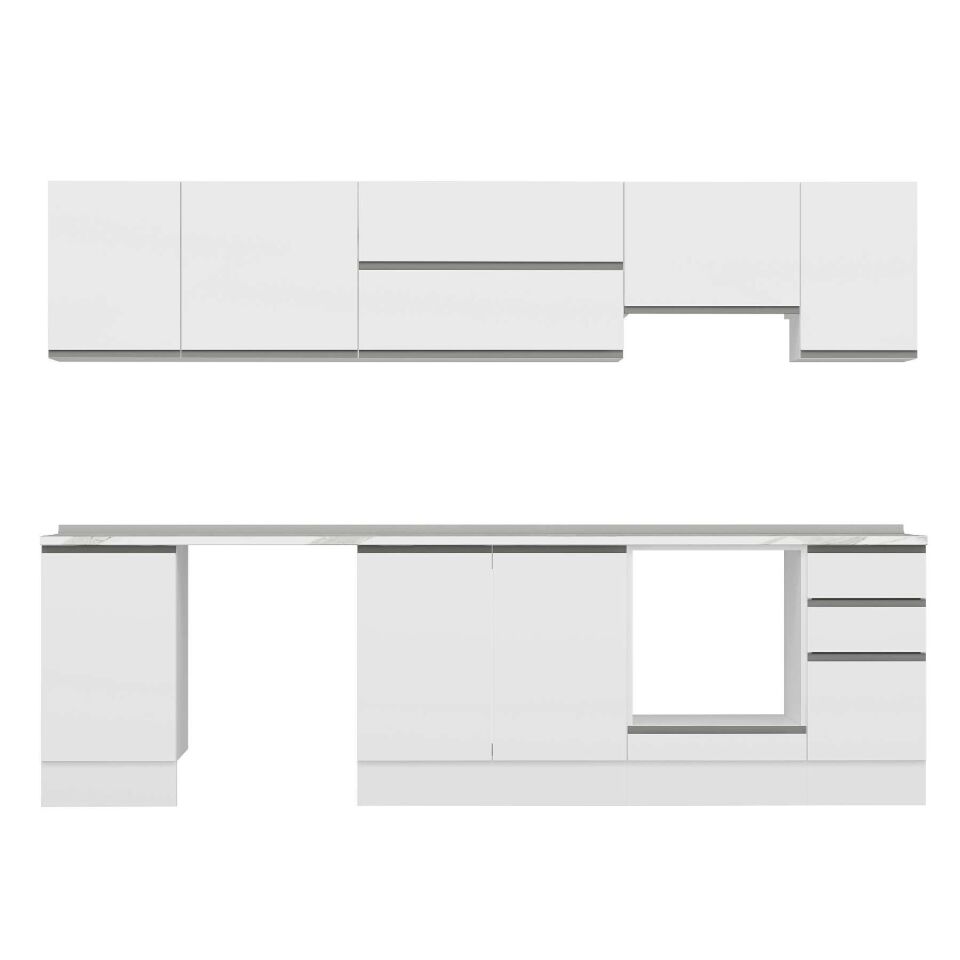 Alvinka 285X210 Cm High Gloss Mutfak Dolabı M-E80S45S40-1 High Gloss | Beyaz - Mdf
