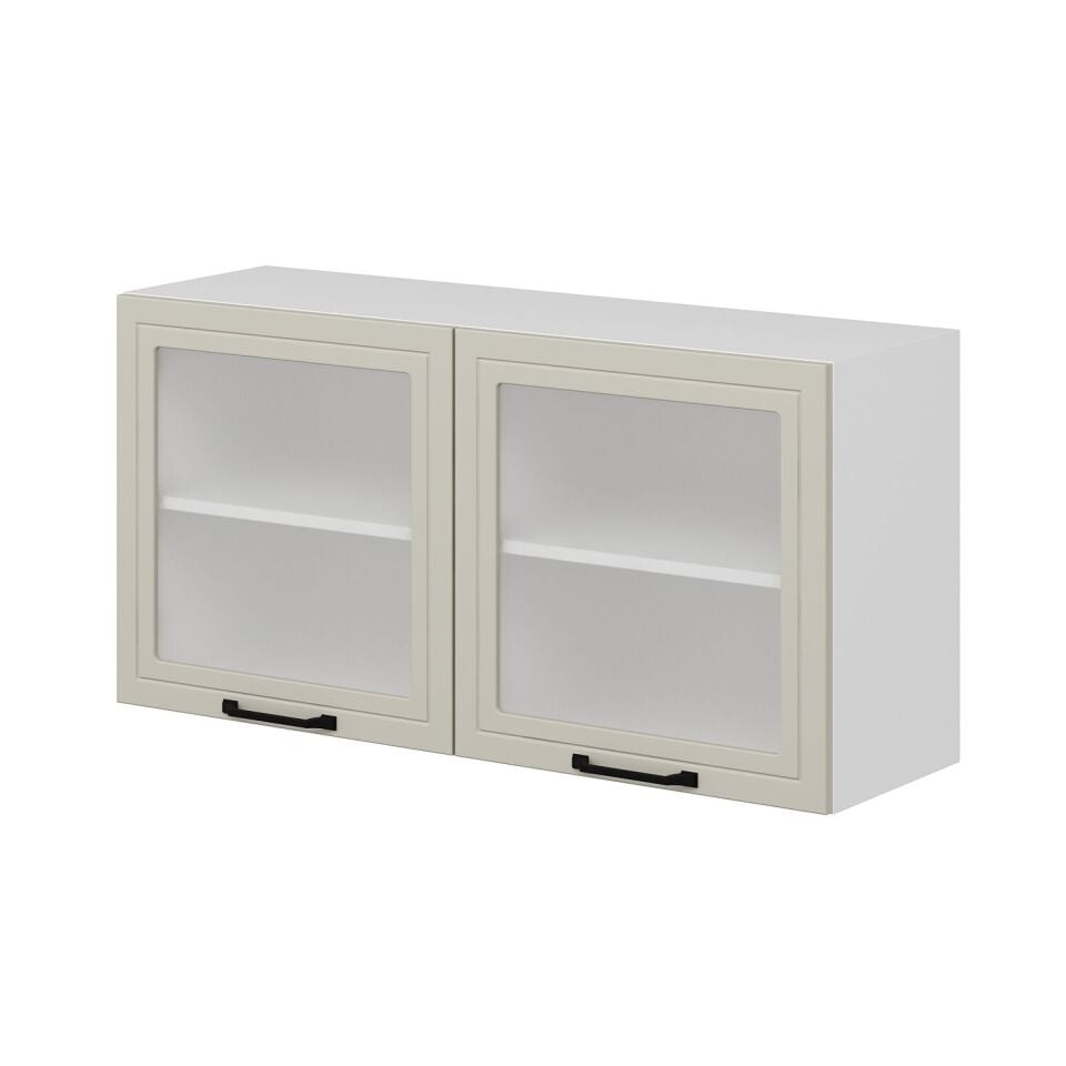 Alvinka Mutfak Modül Mbr_A Üst 2Dk1R 120-H60Cm Dolap Cam Beyaz Kumtaşı Mdf