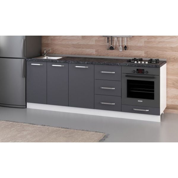 Minar 230 Cm Mutfak Dolabı Beyaz Antrasit 230-A6-Alt Modül