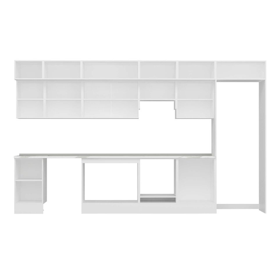 Alvinka 395X240 Cm Klasik Mebran Mutfak Dolabı Mb-E90S45S60-1 Mebran | Antrasit - Suntalam