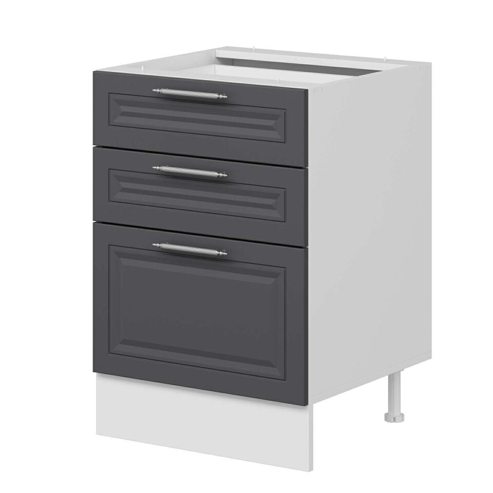 Alvinka Mutfak Modül Mbr_C Alt 3Ç1B2K  60Cm Dolap Beyaz Antrasit Mdf