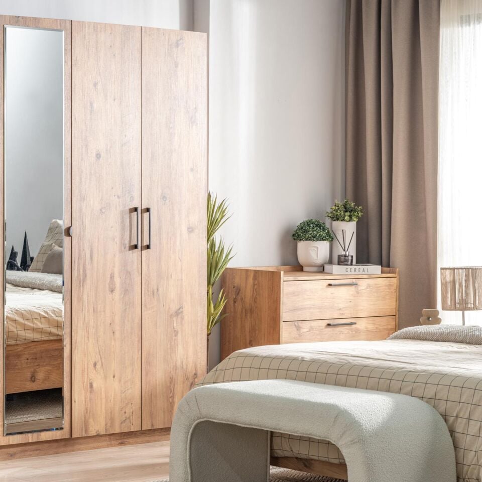 Ceramical GR3 Yatak Odası Gardrobu 3 Kapaklı - Çam