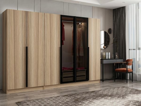 Kale Plus 6 Kapaklı 2Ç Dolap Dore Plus Dore Füme Cam