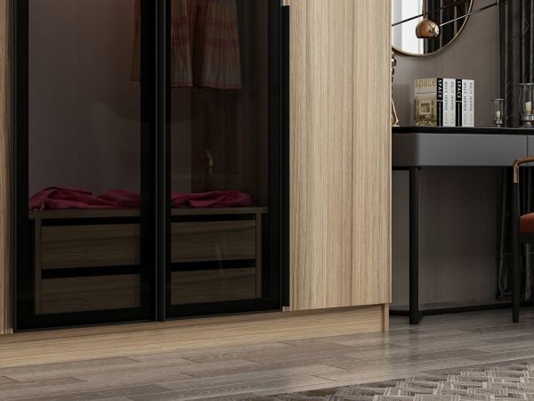 Kale Plus 6 Kapaklı 2Ç Dolap Dore Plus Dore Füme Cam