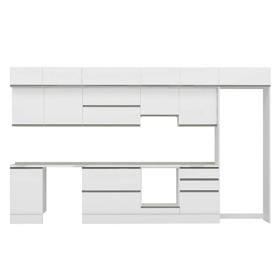 Alvinka 400X240 Cm High Gloss Mutfak Dolabı Mb-E90S50S60-1 High Gloss | Beyaz - Suntalam