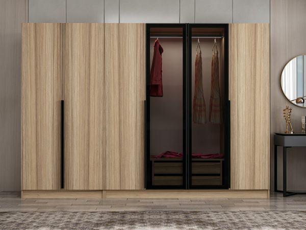 Kale Plus 6 Kapaklı 2Ç Dolap Dore Plus Dore Füme Cam 190CM