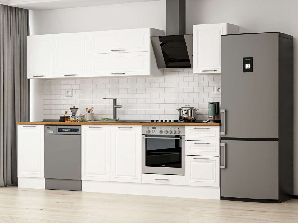 Alvinka 300X210 Cm Klasik Mebran Mutfak Dolabı Beyaz Beyaz M-E90S45S45-2