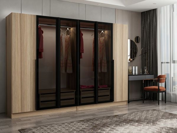 Kale Plus 6 Kapaklı 4Ç Dolap Dore Plus Dore Füme Cam