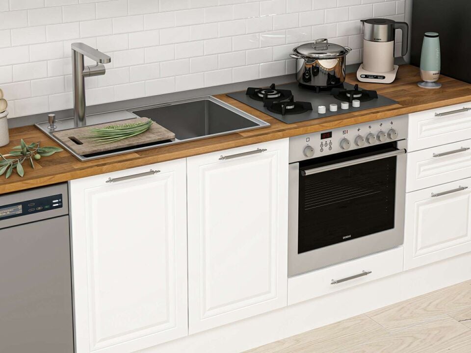 Alvinka 300X210 Cm Klasik Mebran Mutfak Dolabı Beyaz Beyaz M-E90S45S45-3