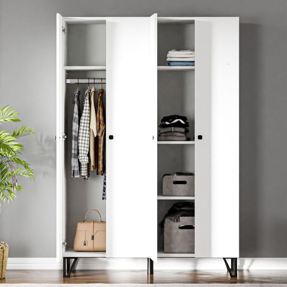 Ceramical GRM4 4 Kapaklı Ayaklı Dolap Gardrop - Beyaz