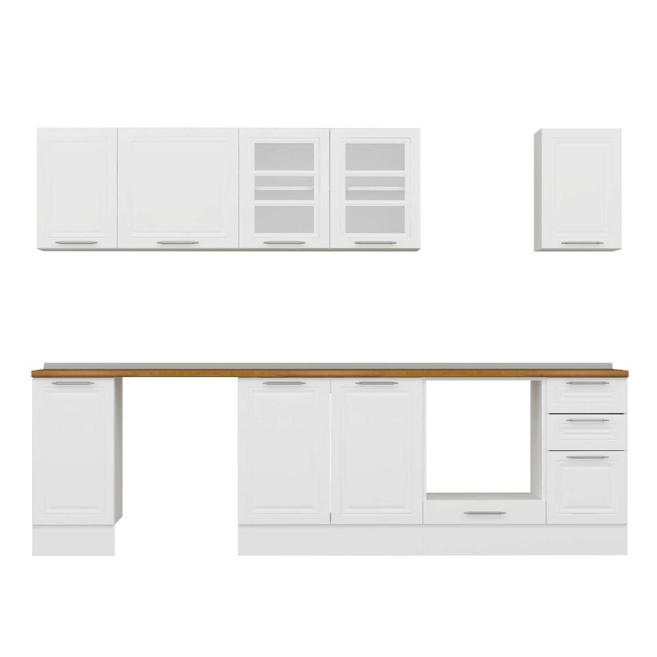 Alvinka 280X210 Cm Klasik Mebran Mutfak Dolabı M-E80S40S40-3 Mebran | Beyaz - Suntalam