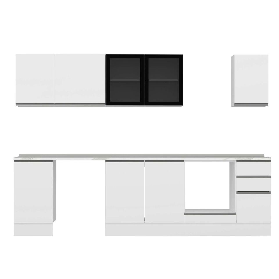 Alvinka 285X210 Cm High Gloss Mutfak Dolabı M-E80S45S40-3 High Gloss | Beyaz - Mdf