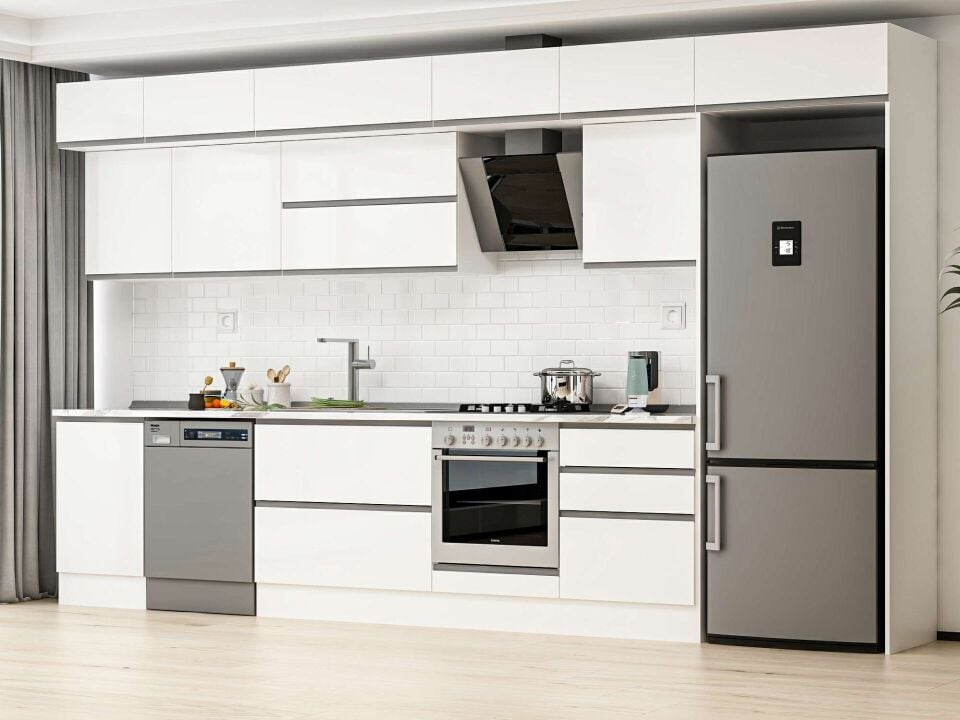Alvinka 400X240 Cm High Gloss Mutfak Dolabı Mb-E90S50S60-2 High Gloss | Beyaz - Mdf