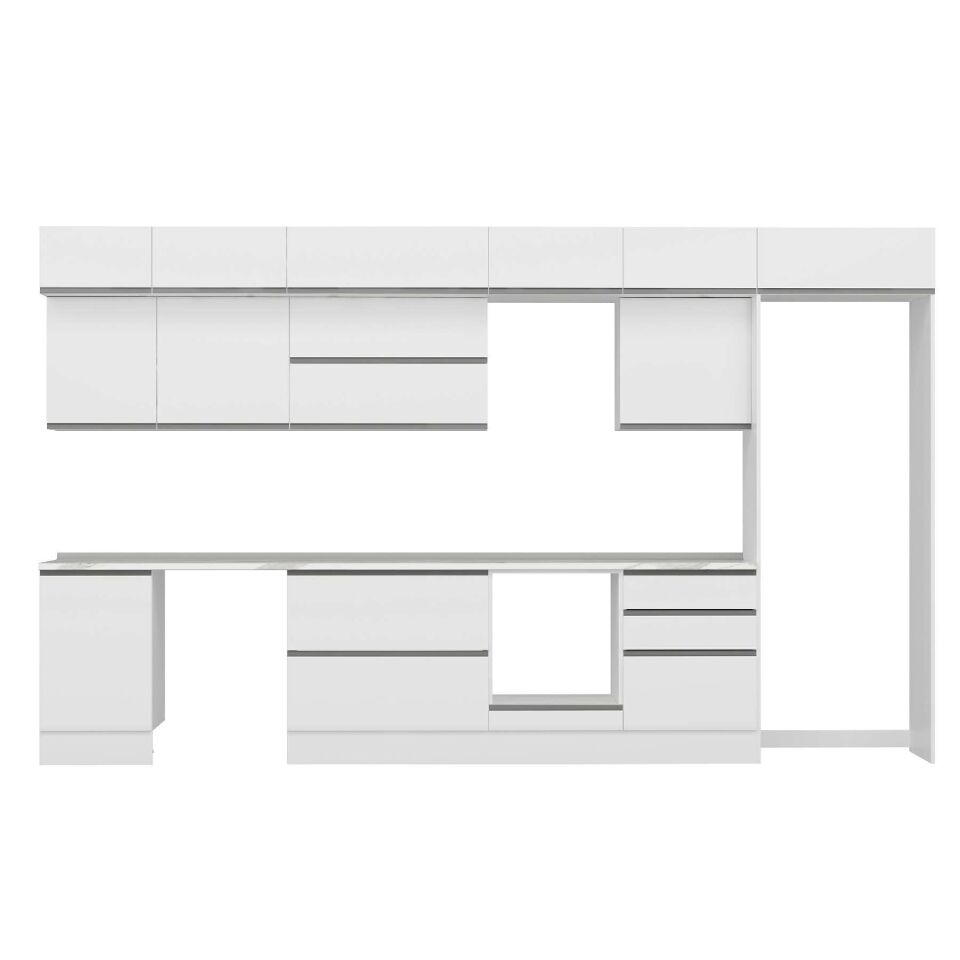 Alvinka 400X240 Cm High Gloss Mutfak Dolabı Mb-E90S50S60-2 High Gloss | Beyaz - Mdf