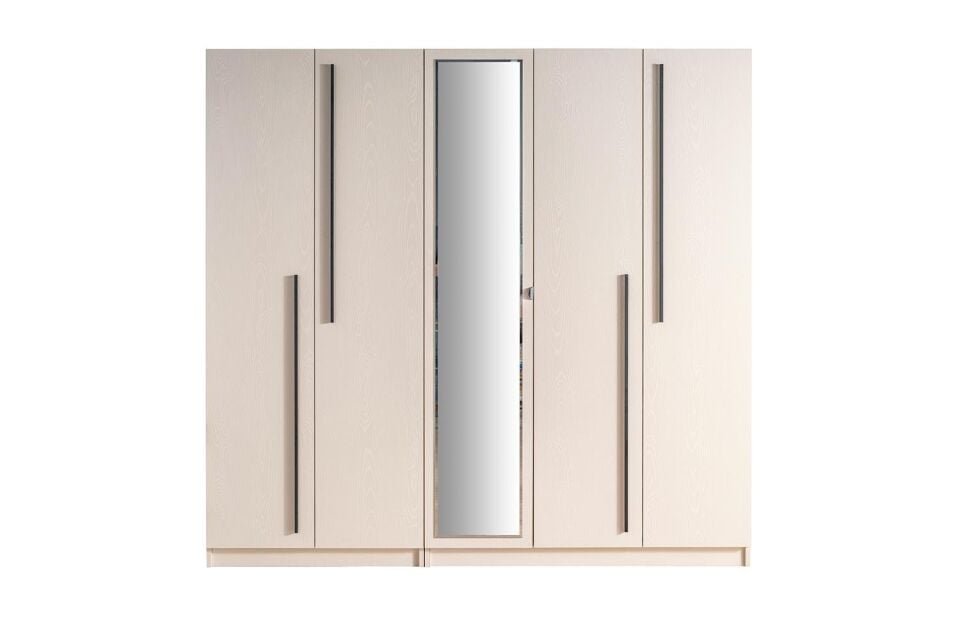 Ceramical GR5 Yatak Odası Gardrobu 5 Kapaklı 4 Çekmeceli- Vizon Bej
