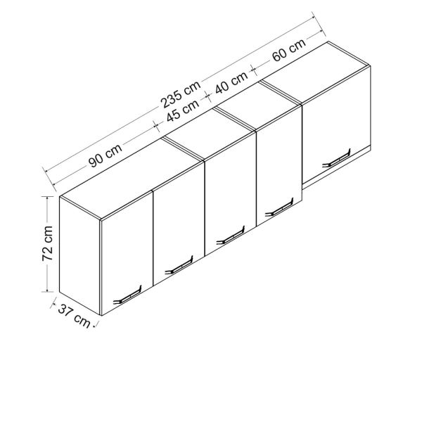 Minar 235 Cm Mutfak Dolabı Beyaz 235-B4-Üst Modül