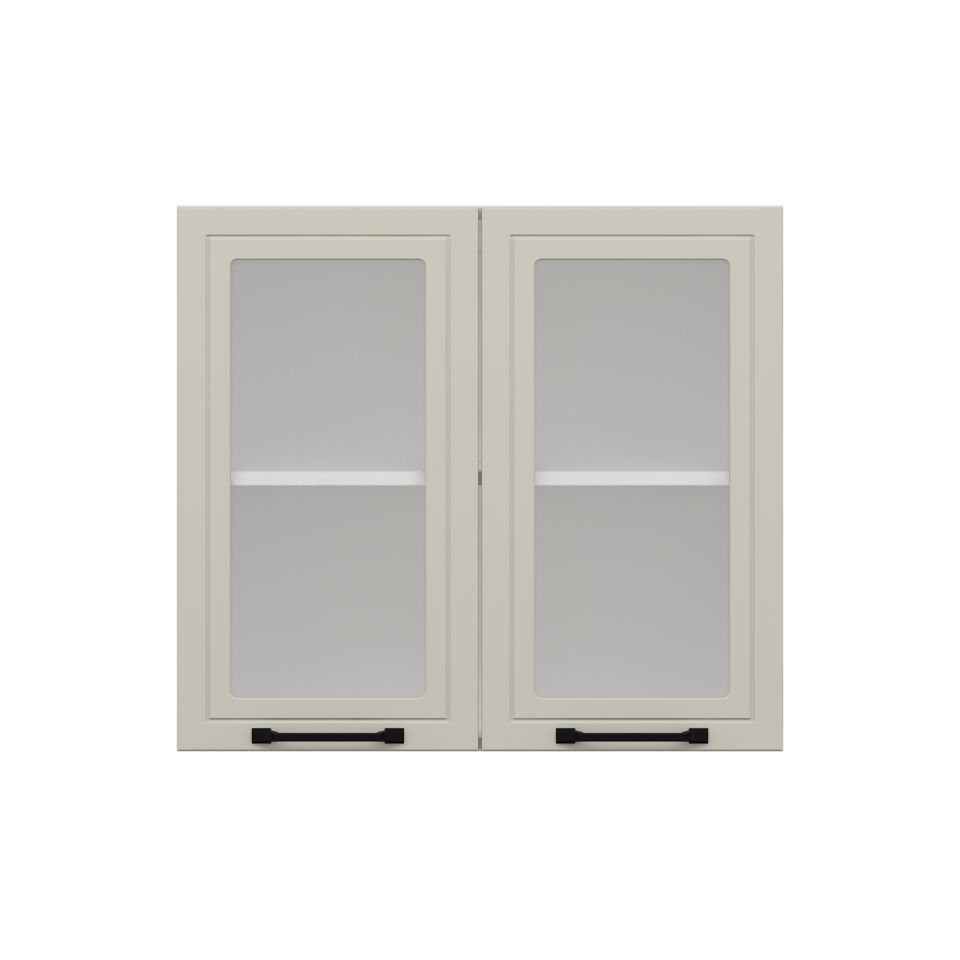 Alvinka Mutfak Modül Mbr_A Üst 2Dk1R 80-H72Cm Dolap Cam Beyaz Kumtaşı Mdf