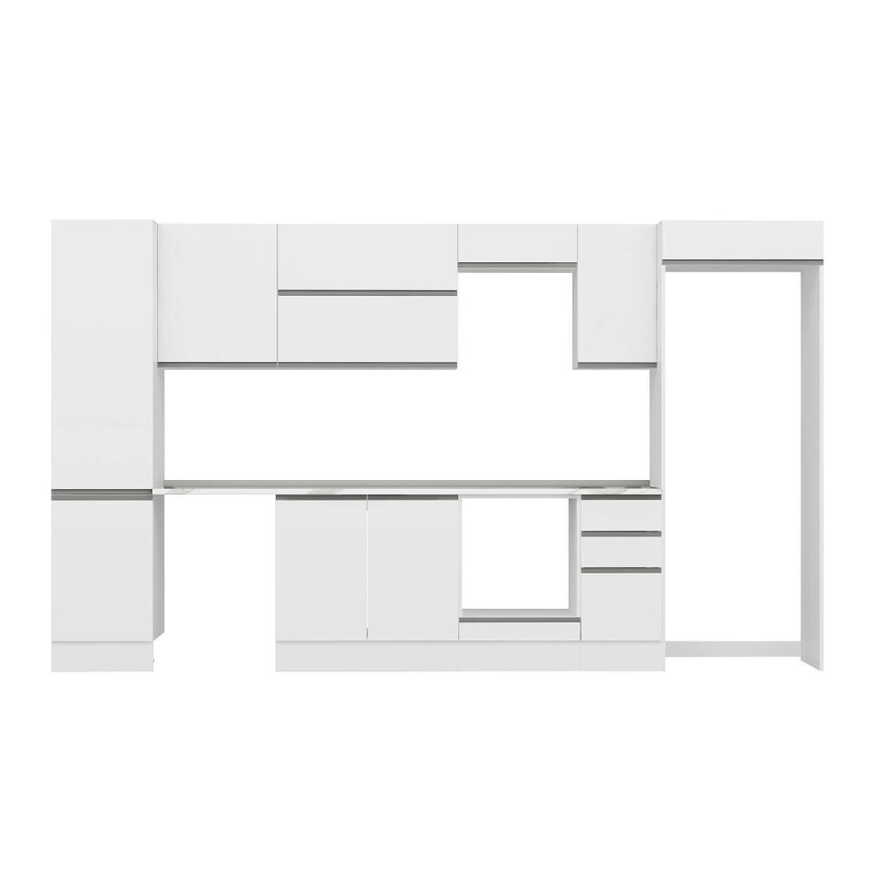 Alvinka 370X222 Cm High Gloss Mutfak Dolabı Mbb-E80B50S40-2 High Gloss | Beyaz - Mdf