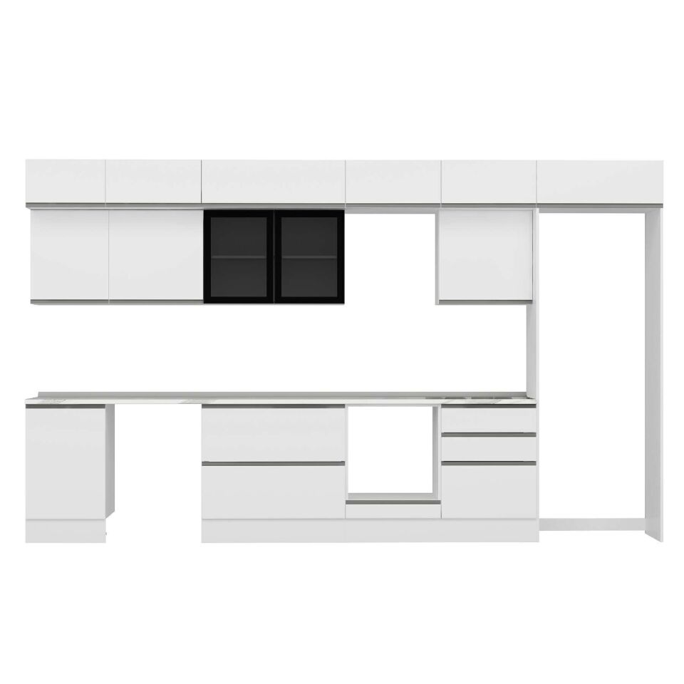 Alvinka 400X240 Cm High Gloss Mutfak Dolabı Mb-E90S50S60-3 High Gloss | Beyaz - Mdf