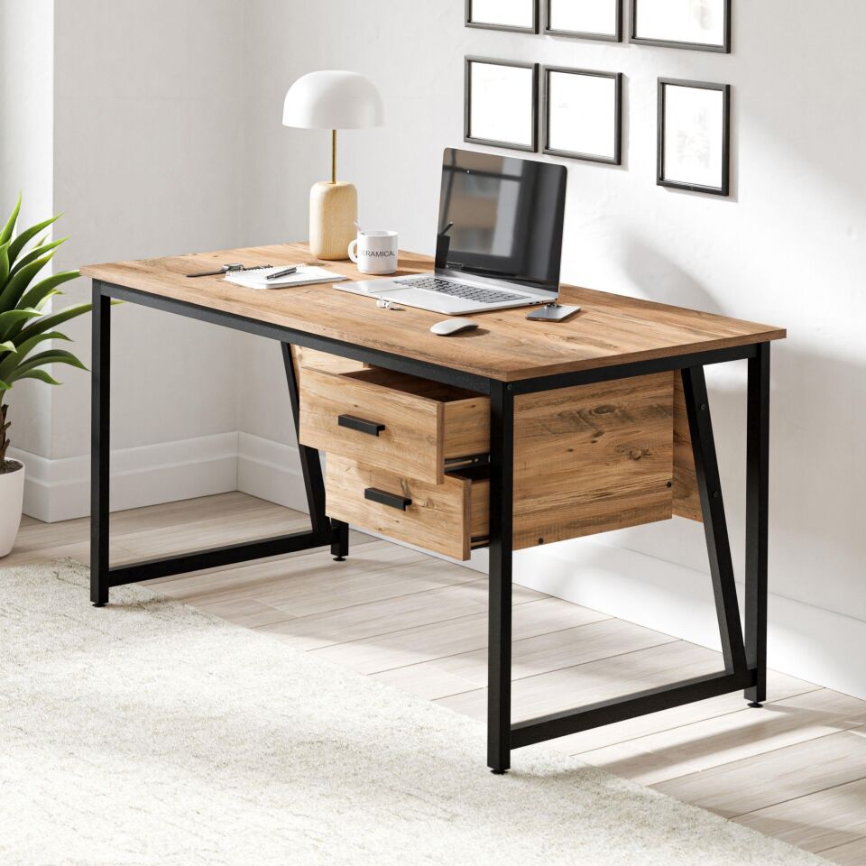 Cera MS2C Çalışma Masası, Ofis Masası - 2 Çekmeceli 70x140 cm - Çam