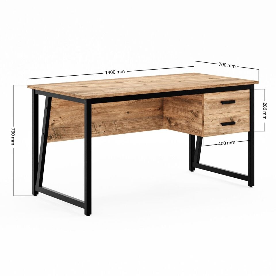 Cera MS2C Çalışma Masası, Ofis Masası - 2 Çekmeceli 70x140 cm - Çam