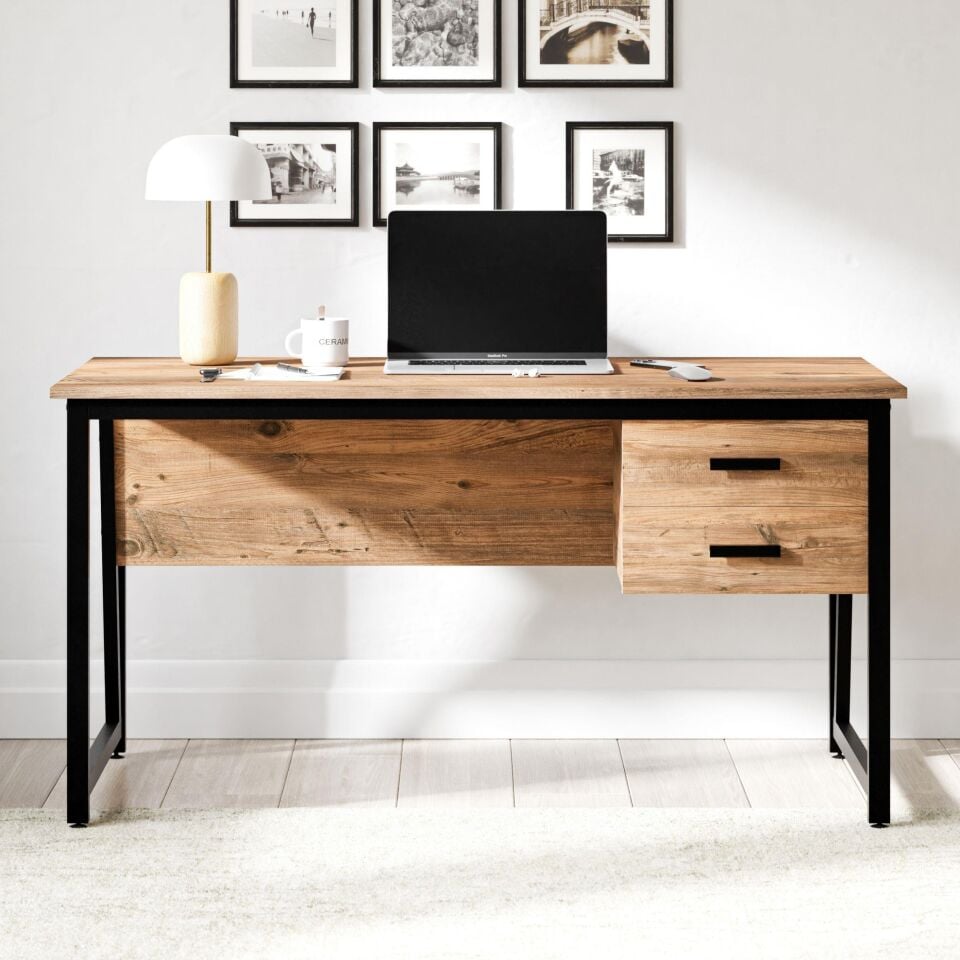 Cera MS2C Çalışma Masası, Ofis Masası - 2 Çekmeceli 70x140 cm - Çam