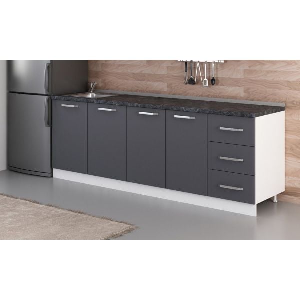 Minar 235 Cm Mutfak Dolabı Beyaz Antrasit 235-A1-Alt Modül