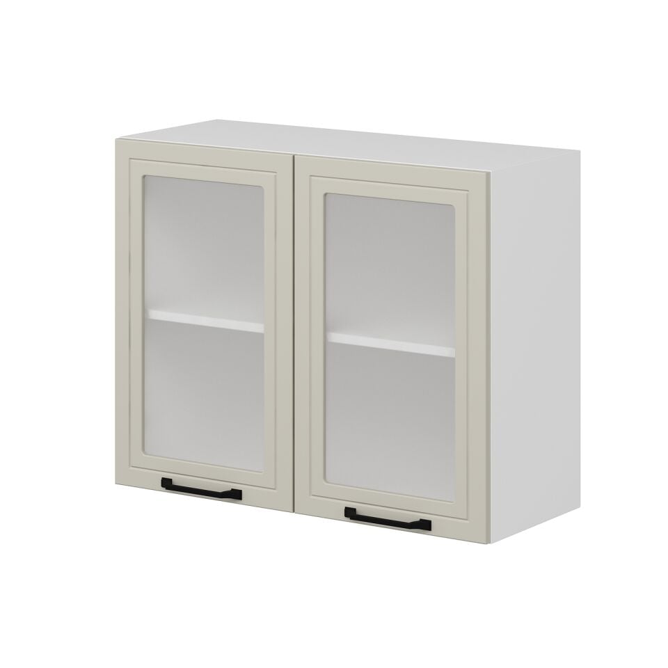 Alvinka Mutfak Modül Mbr_A Üst 2Dk1R 90-H72Cm Dolap Cam Beyaz Kumtaşı Mdf
