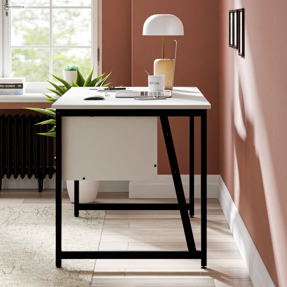 Cera MS2C Çalışma Masası, Ofis Masası - 2 Çekmeceli - 70x140 cm - Beyaz