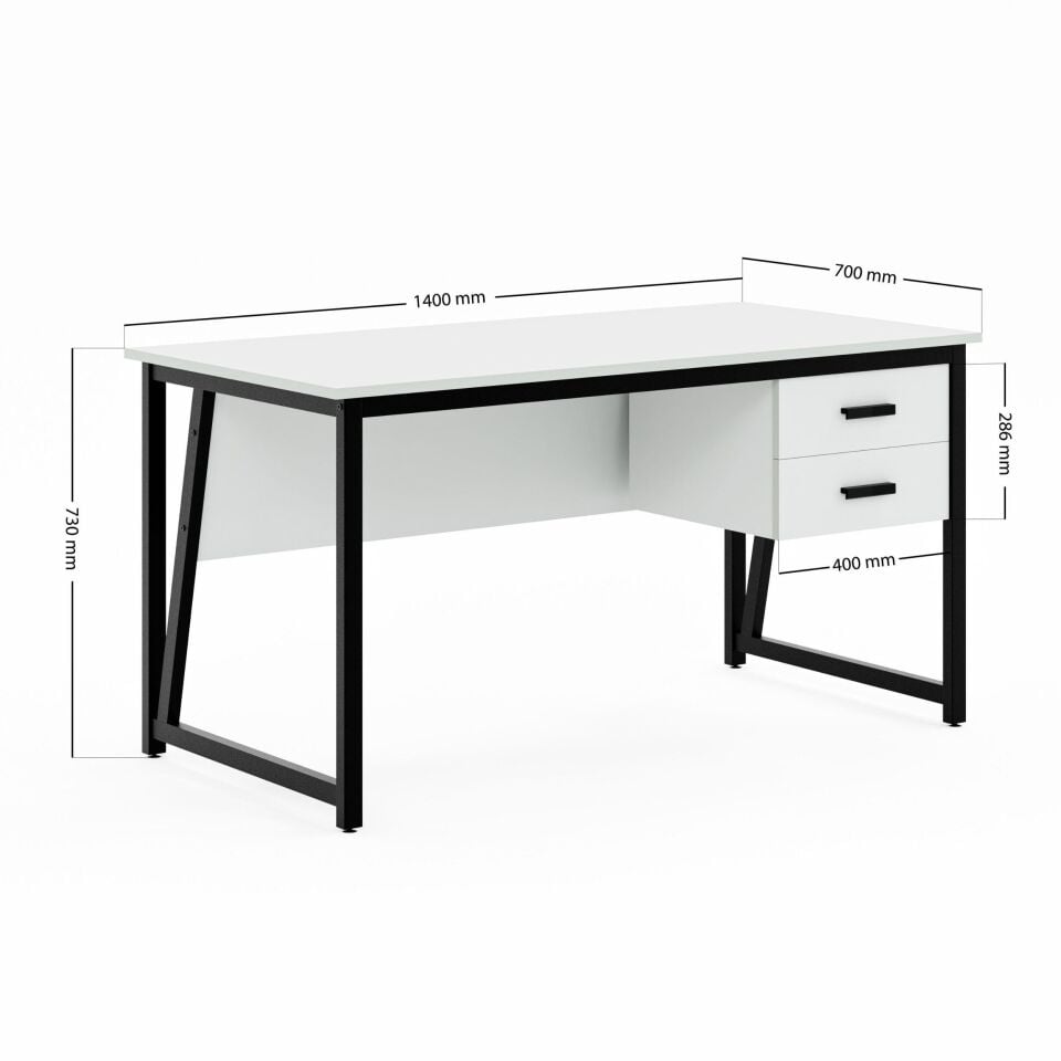 Cera MS2C Çalışma Masası, Ofis Masası - 2 Çekmeceli - 70x140 cm - Beyaz