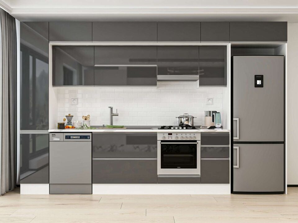 Alvinka 370X240 Cm High Gloss Mutfak Dolabı Mbb-E90B40S40-1