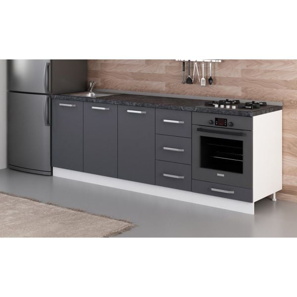 Minar 235 Cm Mutfak Dolabı Beyaz Antrasit 235-A3-Alt Modül