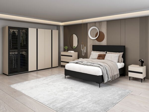 Star Yatak Odası Takımı - Kumtaşı/Siyah