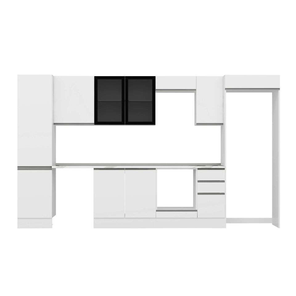 Alvinka 370X222 Cm High Gloss Mutfak Dolabı Mbb-E80B50S40-3 High Gloss | Beyaz - Mdf