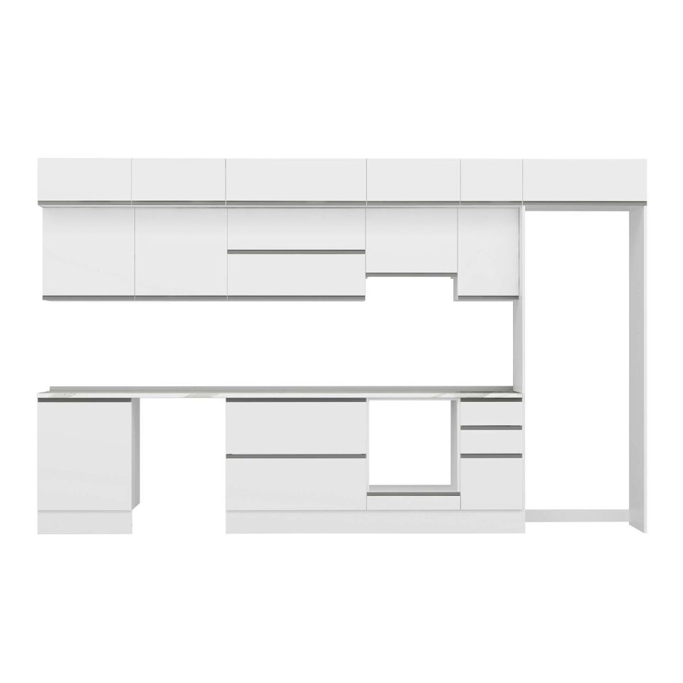 Alvinka 390X240 Cm High Gloss Mutfak Dolabı Mb-E90S60S40-1 High Gloss | Beyaz - Mdf
