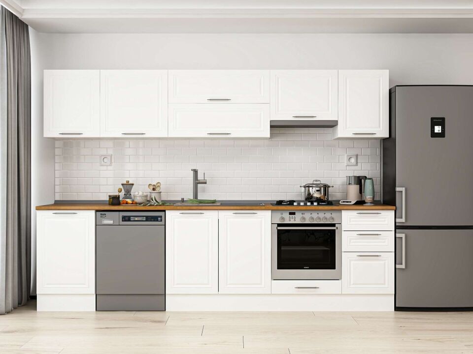 Alvinka 305X210 Cm Klasik Mebran Mutfak Dolabı Beyaz Beyaz M-E90S50S45-1