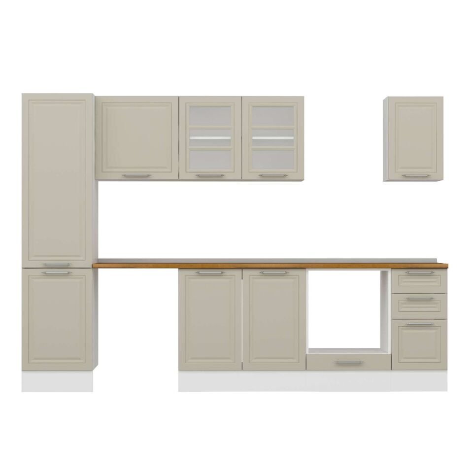 Alvinka 300X210 Cm Klasik Mebran Mutfak Dolabı Mb-E90B50S40-3 Mebran | Kumtaşı - Suntalam