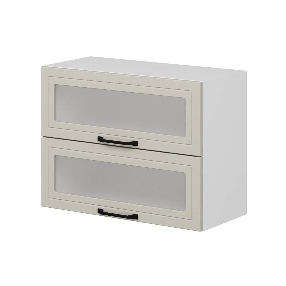 Alvinka Mutfak Modül Mbr_A Üst 2Yk1R 80-H60Cm Dolap Cam Beyaz Kumtaşı Mdf
