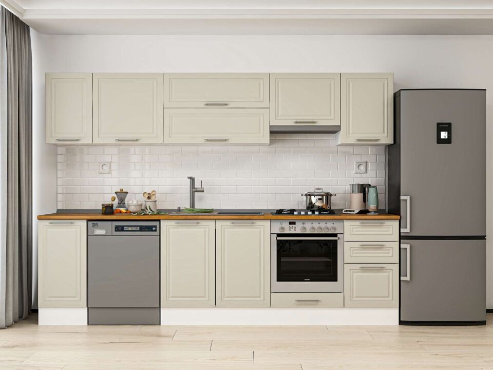 Alvinka 285X210 Cm Klasik Mebran Mutfak Dolabı M-E80S40S45-1 Mebran | Kumtaşı - Mdf