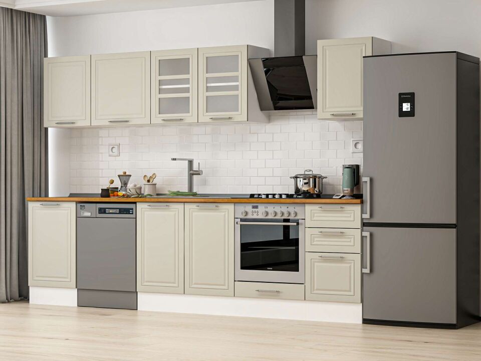 Alvinka 305X210 Cm Klasik Mebran Mutfak Dolabı Beyaz Beyaz M-E90S50S45-3