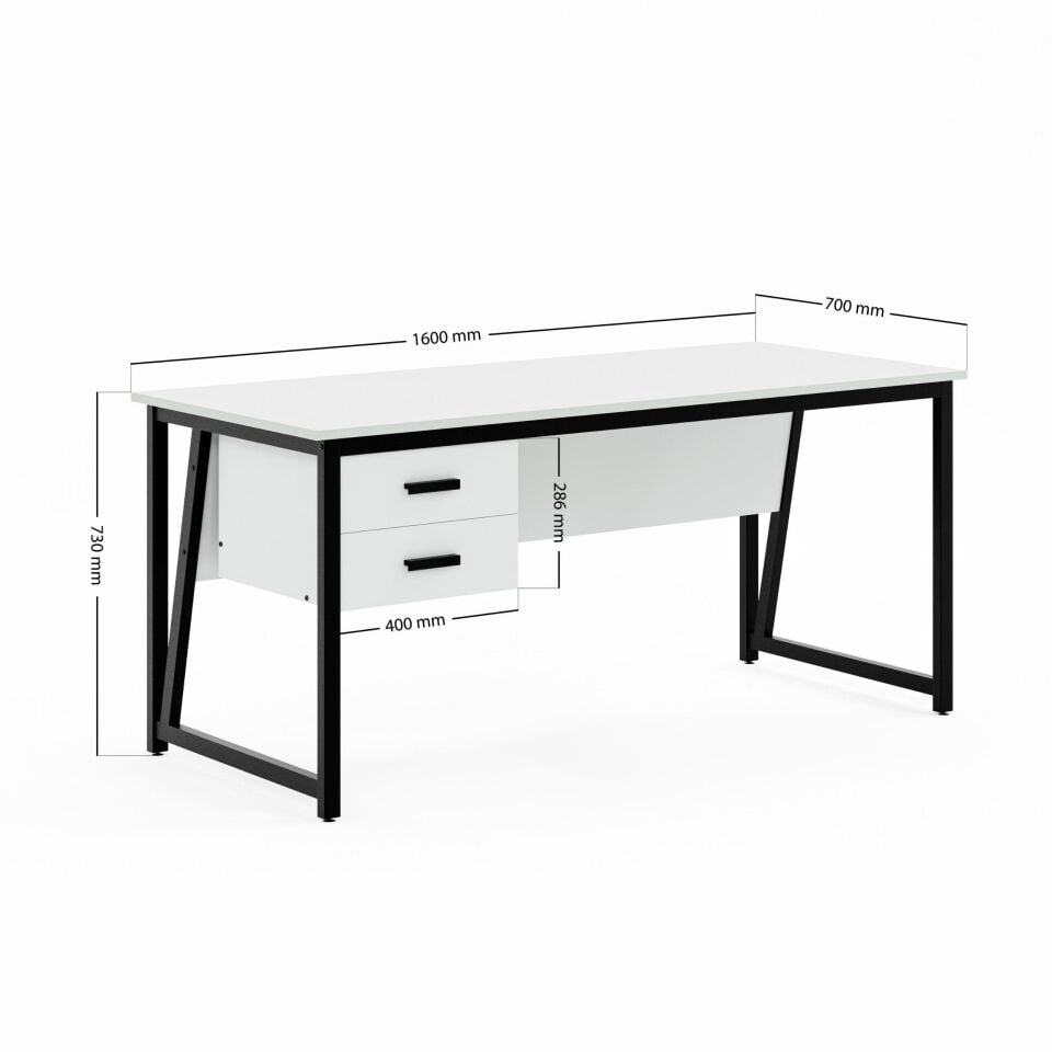 Cera MS2C Çalışma Masası,Ofis Masası - 2 Çekmeceli - 70x160 Cm - Beyaz
