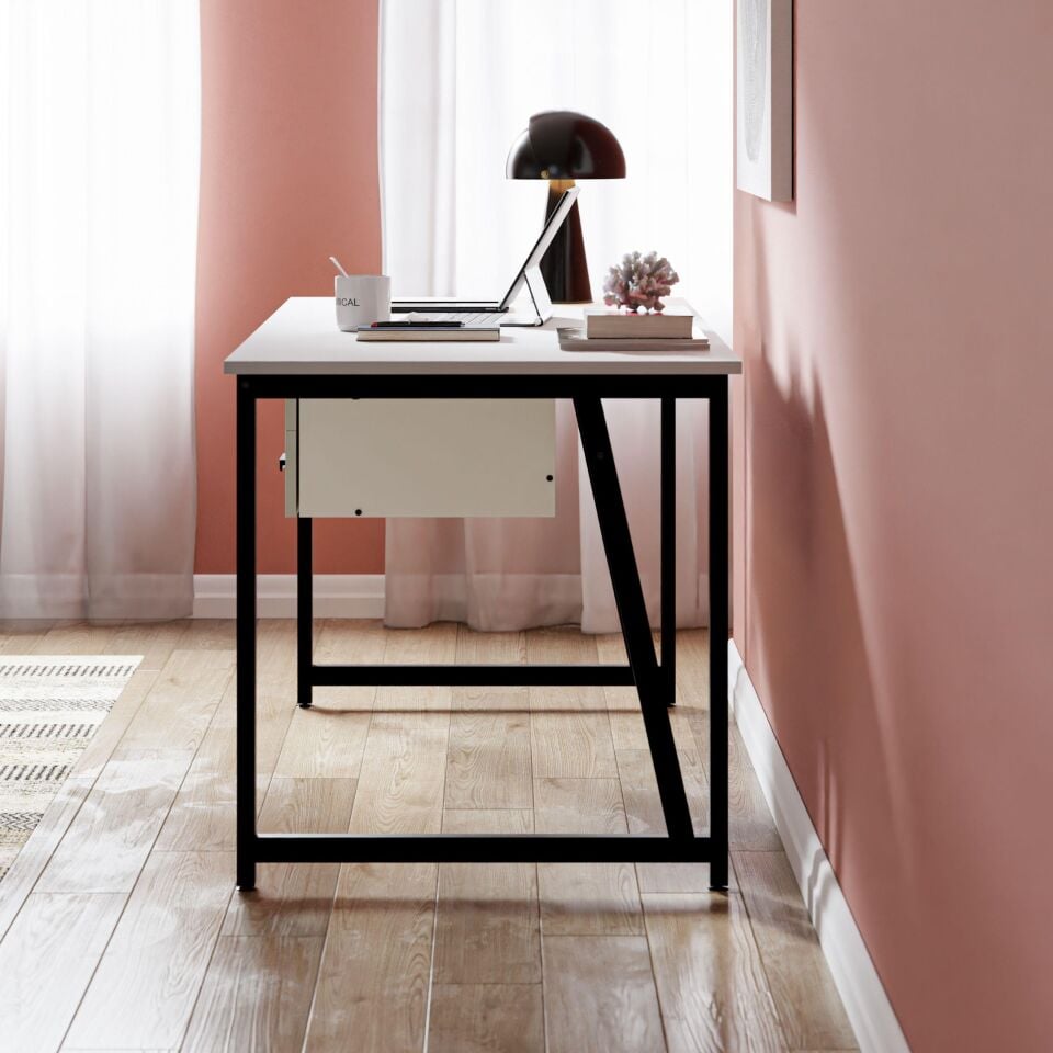 Cera MS2C Çalışma Masası,Ofis Masası - 2 Çekmeceli - 70x160 Cm - Beyaz