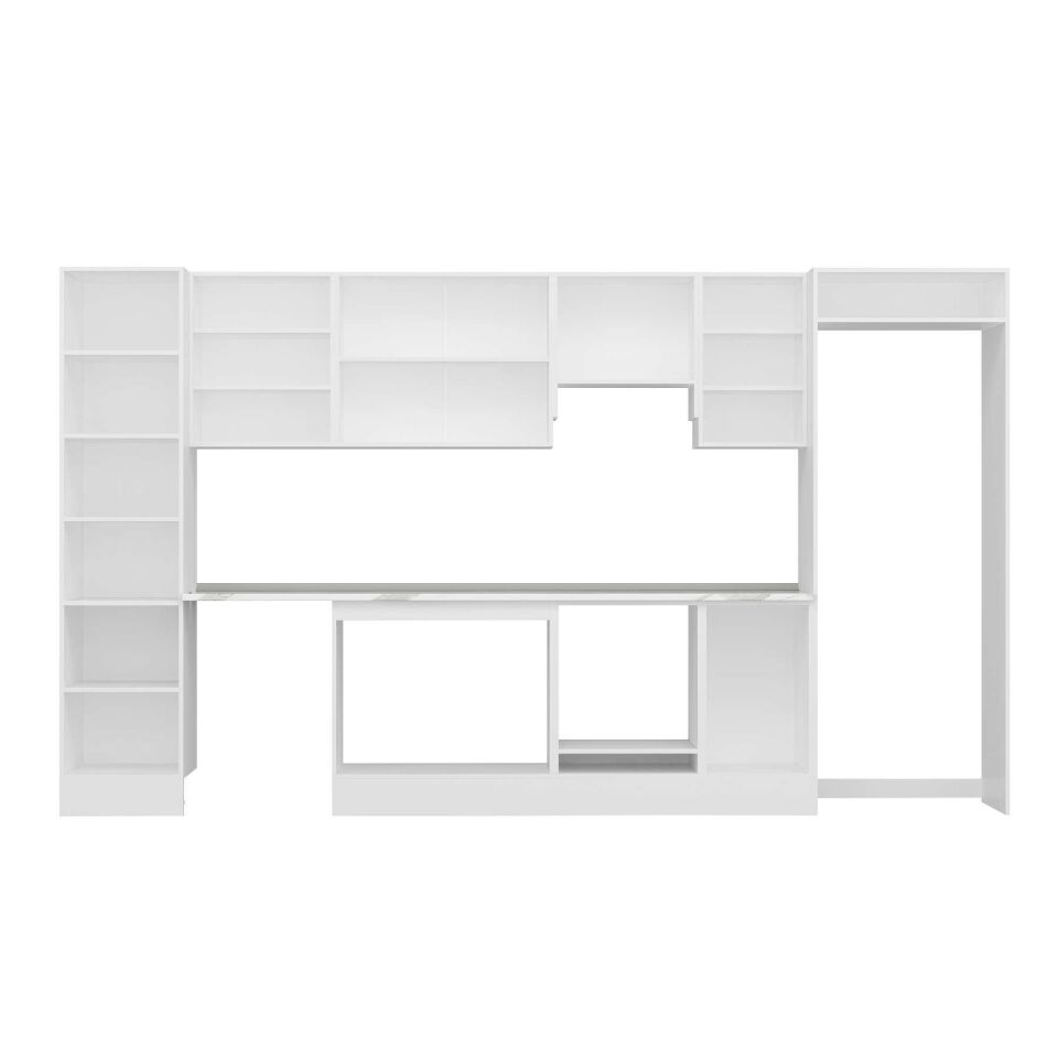 Alvinka 375X222 Cm High Gloss Mutfak Dolabı Mbb-E80B50S45-1 High Gloss | Beyaz - Suntalam