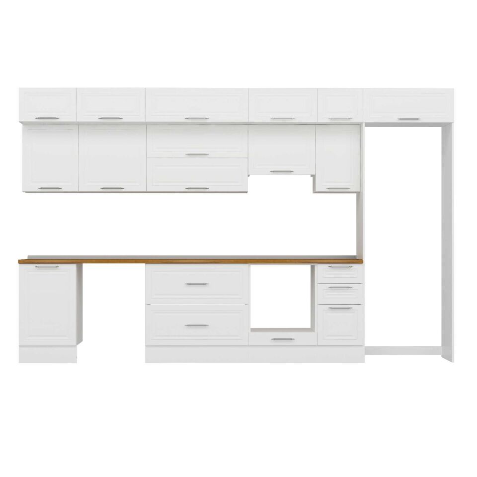 Alvinka 380X240 Cm Klasik Mebran Mutfak Dolabı Mb-E90S50S40-1 Mebran | Beyaz - Suntalam
